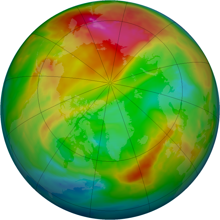 Arctic ozone map for 02 February 2014